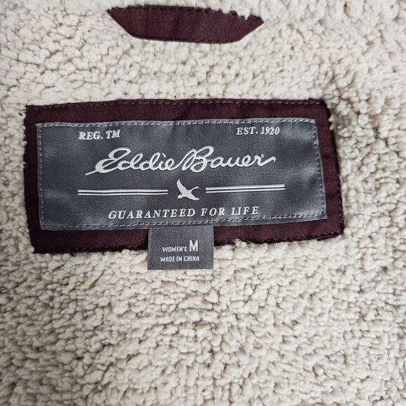 Eddie Bauer Sherpa Lined Vest Womens Medium Maroon Gorpcore Outdoors - Picture 5 of 10